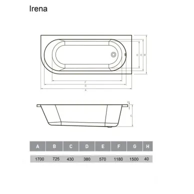 Акриловая ванна Vayer Irena (Гл000026132) 170х72 R 5