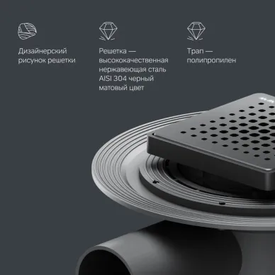 Трап для душа Am.Pm MasterFlow (W01BD-P11-010-01BM) (10х10см) универсальный затвор Cut Gradient 8