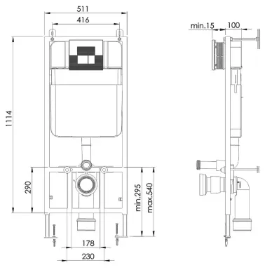 Инсталляция для подвесного унитаза Grossman 980.T1.02.110.110 с клавишей Cosmo хром матовый 8