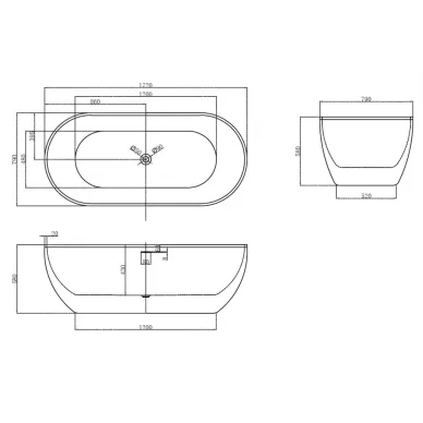 Акриловая ванна Abber AB9241MB 172x79 чёрная матовая 5