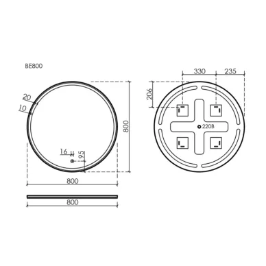 Зеркало Sancos Bella BE800 80 см, с LED подсветкой 6