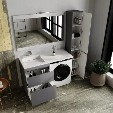 Тумба для ванной Style Line Даллас Леон 120 СС-00002450 напольная, серая 6