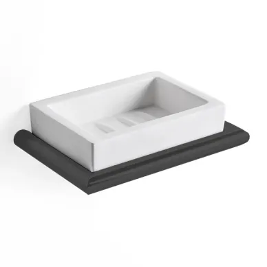 3SC Guy Мыльница подвесная, композит Solid Surface, цвет: белый матовый/черный матовый GU01NO 0