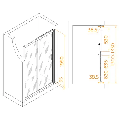 Душевая дверь RGW Passage PA-016B 350801613-24 130x195 см, профиль чёрный/стекло матовое 5