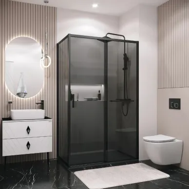 Душевой уголок Grossman Style 110х100х195 см, стекло тонированное/профиль чёрный матовый 5