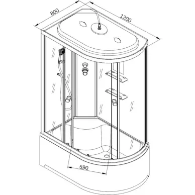 Душевая кабина DTO EM EM4512RLED 120x80x220 см, правая, с электрикой и LED подсветкой 14