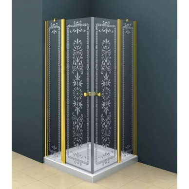 Душевой уголок Cezares Royal Palace AH2 (100x120) прозрачное стекло с матовым узором (золото) 0