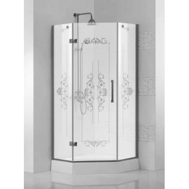 Душевая дверь Cezares Magic P1 Royal Palace (90x90) (левый) матовое стекло с прозрачным узором (хром) 0