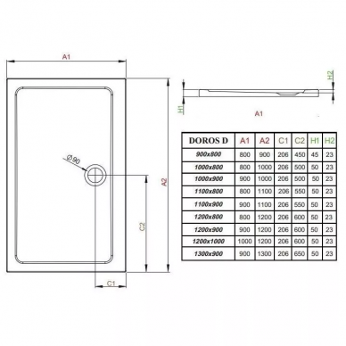 Душевой поддон Radaway Doros Plus D (SDRPD9080-01) 80x90 1