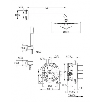 Душевая система Grohe Grohtherm 3000 Cosmopolitan (34630000) с термостатом 1