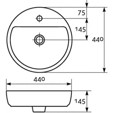 Раковина накладная Cersanit Caspia (S-UM-CAS44/1-R-w) (44 см) 1