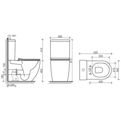 Унитаз напольный Ceramicanova Mia (CN1801) безободковый,  с бачком и сидением микролифт 7