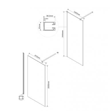Душевая перегородка Vincea Walk-In (VSW-1H110CLB) 110х200 см, профиль черный/стекло прозрачное 2