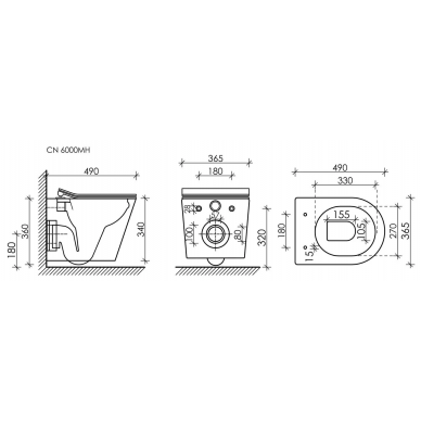 Подвесной унитаз Ceramicanova Balearica Rimless (CN6000MH) (антрацит матовый) с сиденьем микролифт 7