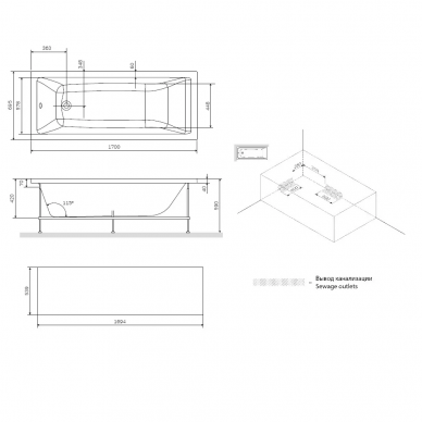 Ванна акриловая Am.Pm Gem (W93A-170-070W-A) (170х70) без гидромассажа 8