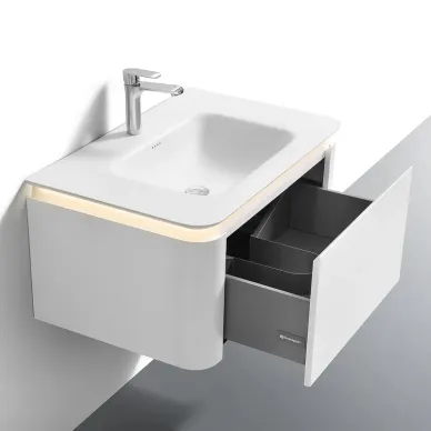 Тумба с раковиной Black & White Universe U925.800 (80 см) (с Led подсветкой) Milk white 6