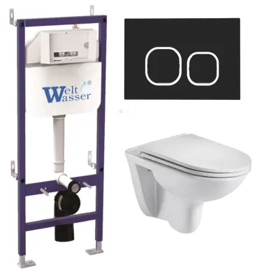 Инсталляция Welt Wasser Bamberg 460 + BAARBACH 004 GL-WT + Bamberg BL в комплекте с унитазом, безободковый, с сидением микролифт 0