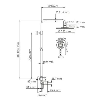 Душевая система Wasserkraft Mindel 8500 (A185.067.059.WM) со смесителем, белая матовая/хромникель 10