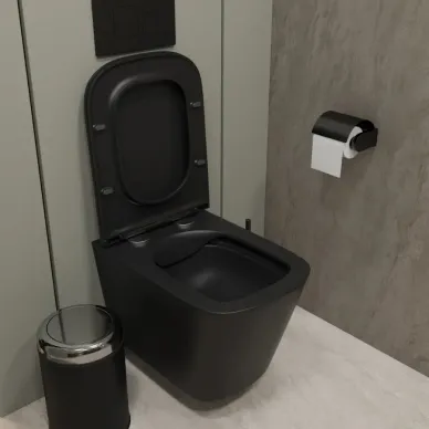 Унитаз подвесной Teymi Helmi S T40302MB микролифт, чёрный матовый 11
