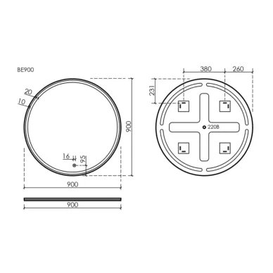 Зеркало Sancos Bella BE900 90 см, с LED подсветкой 6