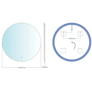 Зеркало Aquanet Смарт 336640 100 см с Led подсветкой тёплой 8