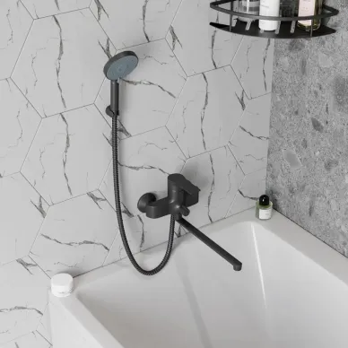 Смеситель для ванны Teymi Lori T10267 с длинным изливом, чёрный матовый 7