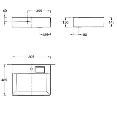 Kerama Marazzi Logica Раковина накладная, 60.5х48.5см., с 1 отв., цвет:  белый глянцевая LO.wb.60.1 5