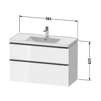Duravit D-Neo Тумба с раковиной 98.4x45.2хh62.5см, 2 ящика, подвесная, цвет: Белый матовый DE435601818 5