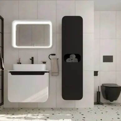 Тумба для ванной Creavit Pion Plus PN0070.01.BGR + UL060-00CB00E-0000 70 см, подвесная, с раковиной, белый 4