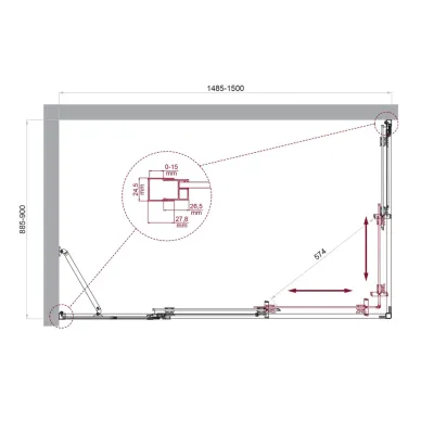 Душевой уголок BelBagno Luce LUCE-AH-21-150/90-C-Cr 150x90 см, хром/прозрачное стекло 5