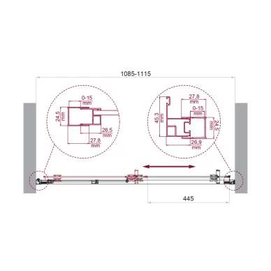 Душевая дверь BelBagno Luce LUCE-BF-1-110-C-ORO 110 см, золото/прозрачное стекло 5