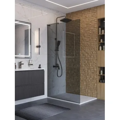 Душевая перегородка BelBagno Uno UNO-L-1-TB-110-GR-GM 110х200 см, профиль оружейная сталь/стекло тонированное 0