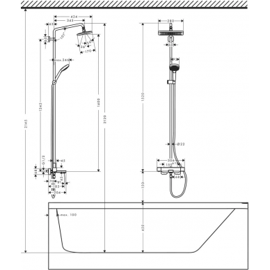 Душевая система Hansgrohe Croma E Showerpipe 280 1jet (27687000) 2