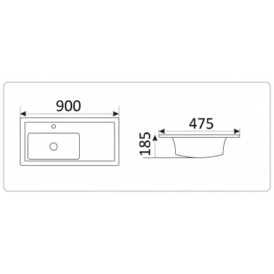 Раковина встраиваемая CeramaLux N (NYJ844-90) (90 см) 1