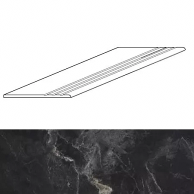 Ступень с насечками BRUNO PERLA/NERO MARMO BLACK FULL LAPPATO 30x120 0