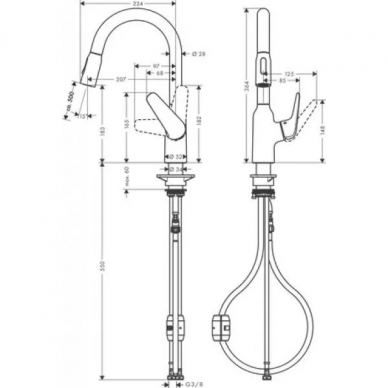 Смеситель для кухни Hansgrohe Focus M42 (71801800) (с вытяжным изливом) под сталь 1