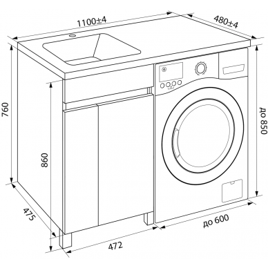 Тумба для ванной Iddis Optima Home (OPH11LDi95K) 110 см, с дверцами, с раковинной (чаша слева),  белая 6