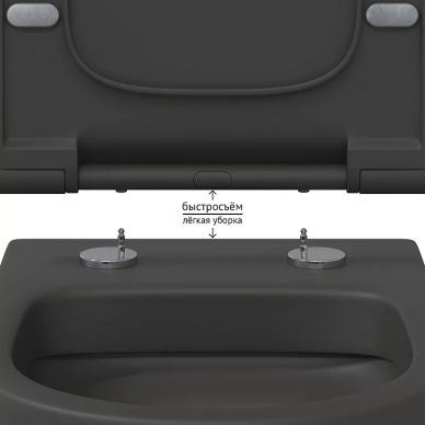 Чаша подвесного унитаза Berges EGO XL (083218) безободковый, с микролифтом, антрацит матовый 6
