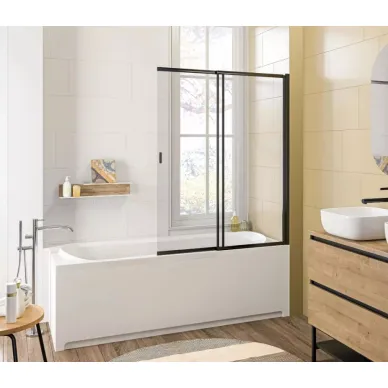 Шторка для ванной Good Door Screen SL-100-C-В (100x140) профиль чёрный/прозрачное стекло 0