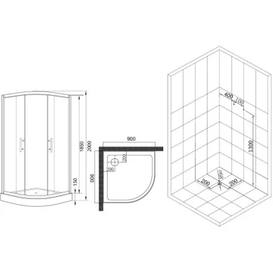 Душевой уголок Esbano ESD-8015, 90x90 см, профиль хром/стекло рифленое/поддон белый 6