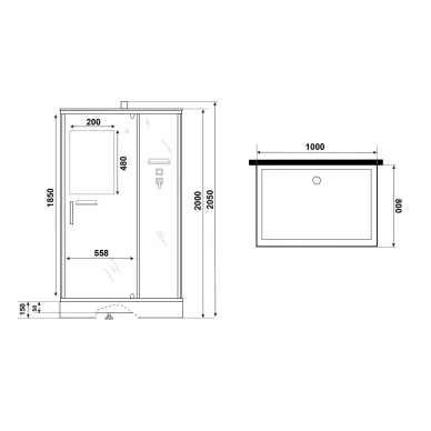Душевая кабина Niagara Standart ST100/80/15Q/BK 100х80х205 см без крыши 7
