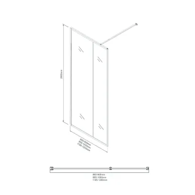 Душевая перегородка Niagara Nova NG-481-12FBLACK 120х200 стекло рифленое/тонированное/профиль чёрный 7
