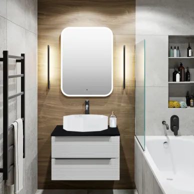 Тумба для ванной RUNO Орлеан 00-00004649 60 см, белая/черная 5