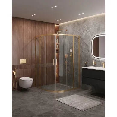 Душевой уголок Cezares Molveno MOLVENO-R-22-100+20-C-BORO-IV 120x120 профиль брашированное золото/стекло прозрачное 0