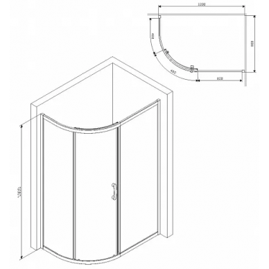 Душевой уголок AM.PM Like (W83G-302U120CT)  120x80х190 см, прозрачное стекло 5