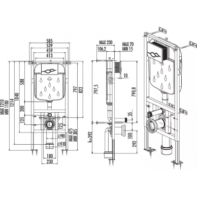 Инсталляция Creavit Free (FE320-11CP00E-0000+GR5003+GP2002.06) в комплекте с унитазом, крышкой и клавишей смыва (капучино) 5