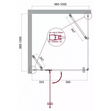 Душевой уголок BelBagno Kraft (KRAFT-A-12-100-C-Cr-L) 100х100 см, профиль хром/стекло прозрачное 5