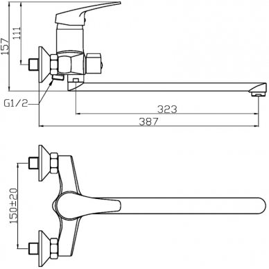 Смеситель для ванны Agger Exact (A2121100) с душем, хром 5