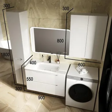 Тумба для ванной Style Line Марелла СС-00002413 подвесная, 90 см, антискрейтч белая матовая 5