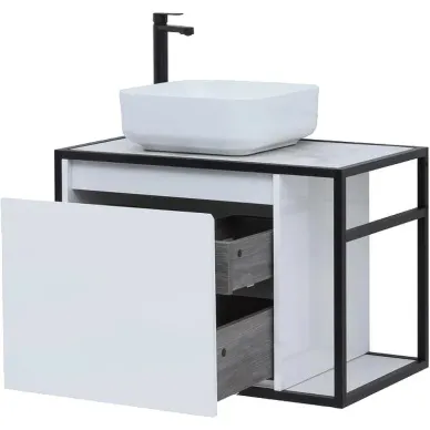 Тумба для ванной Aquanet Nova Lite Loft 261650 левая, 75 см, белый глянец 9